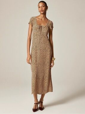 J.Crew Leopard Print Midi Dress Square Neck Slip Style Womens 4 New NWT